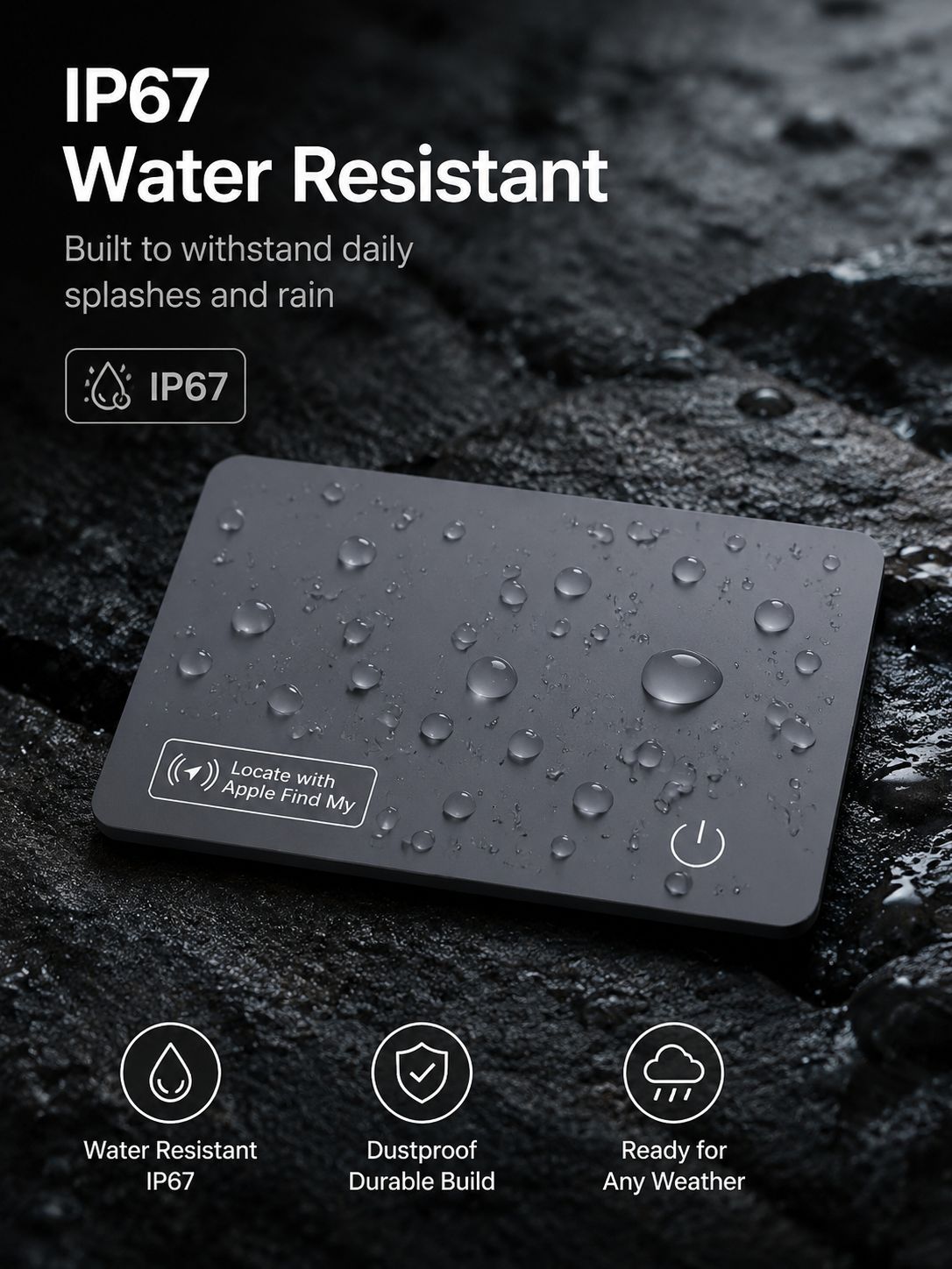 GPS Wallet Tracker Card- Work with Apple Find My