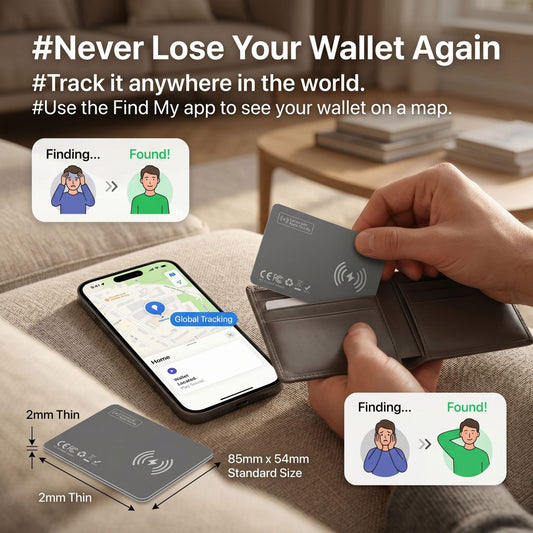 GPS Wallet Tracker Card- Work with Apple Find My