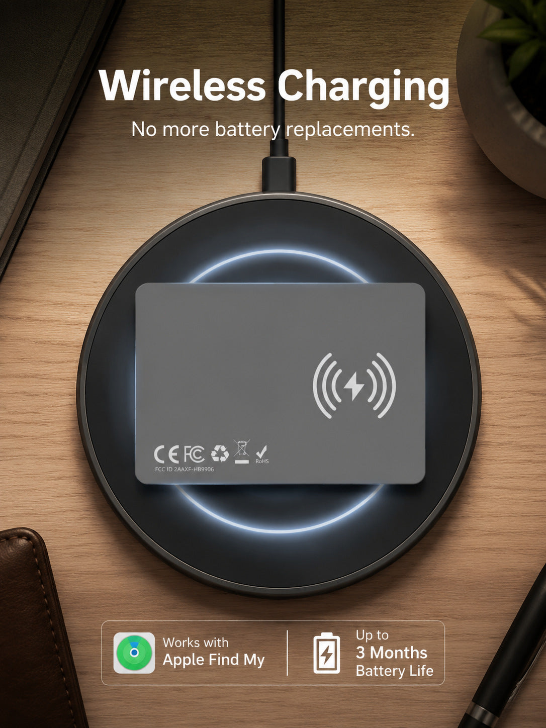 GPS Wallet Tracker Card- Work with Apple Find My