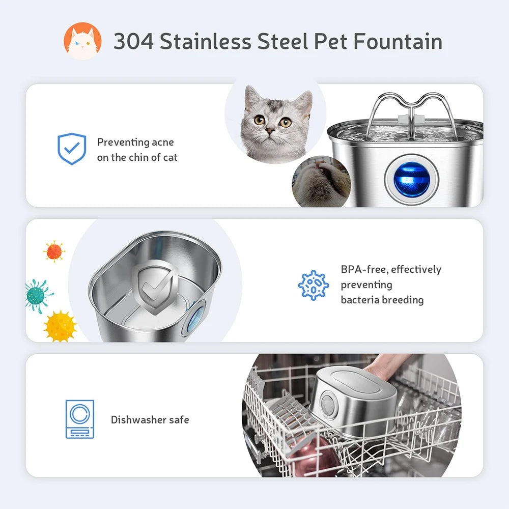 Stainless Steel Cat Water Fountain