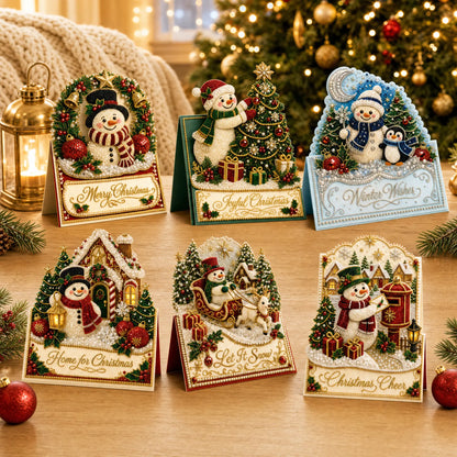 6pcs DIY Merry Chrismas Diamond Painting 3D Greeting Card
