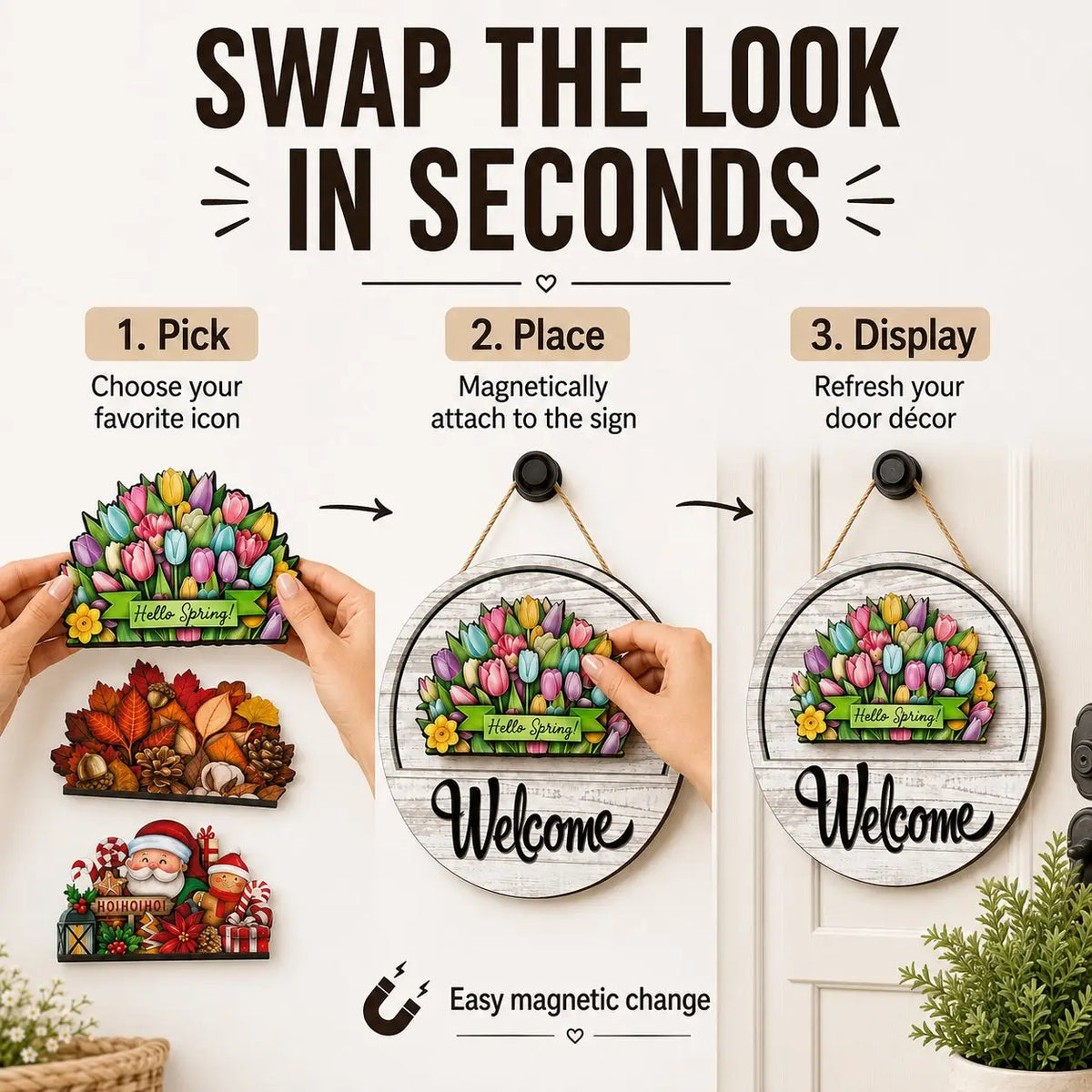 Interchangeable Welcome Sign for Front Door
