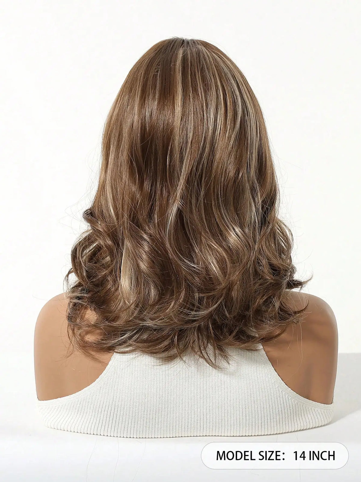 Elegant High Gloss Brown Synthetic Wig With Bangs