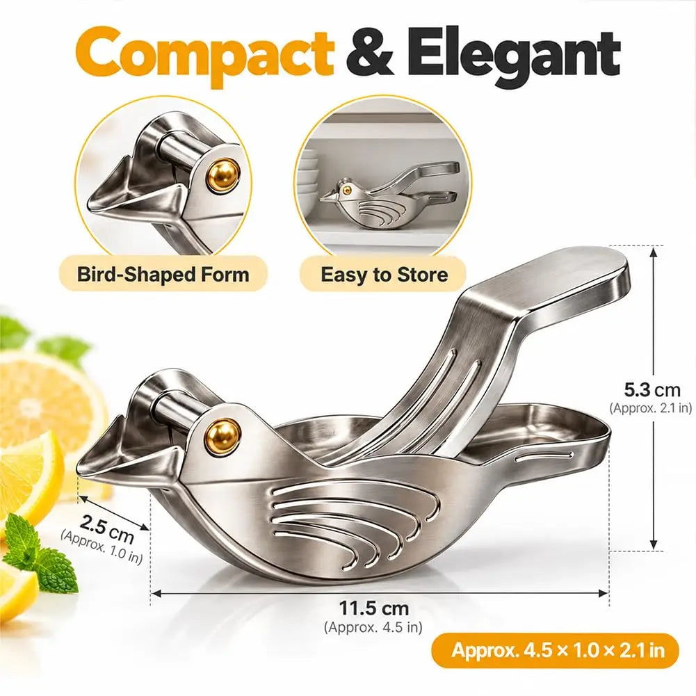 Elegant Bird-Shaped Stainless Steel Manual Juicer (2 Pieces)