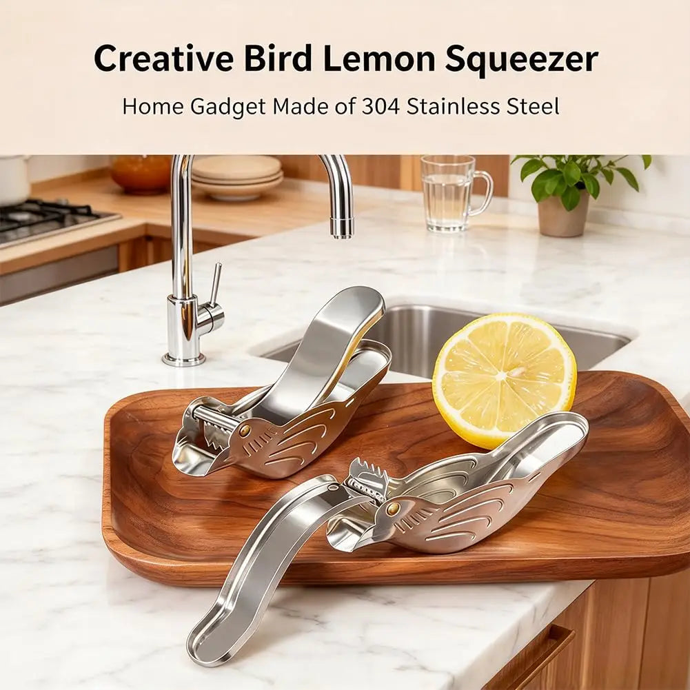 Elegant Bird-Shaped Stainless Steel Manual Juicer (2 Pieces)