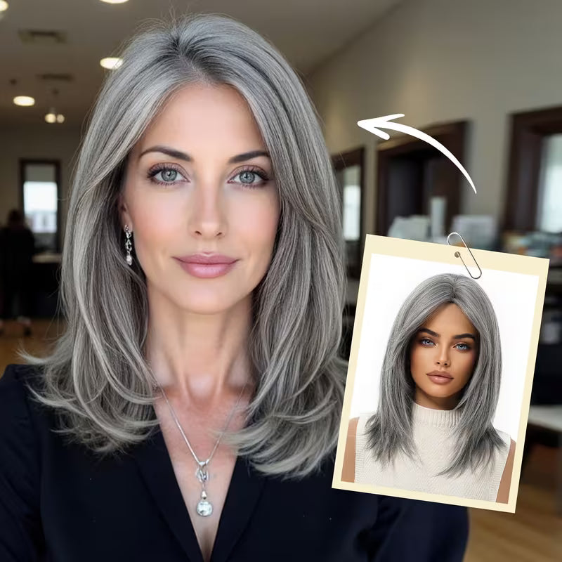 Mid-length with Highlights Glueless Synthetic Wig for Women
