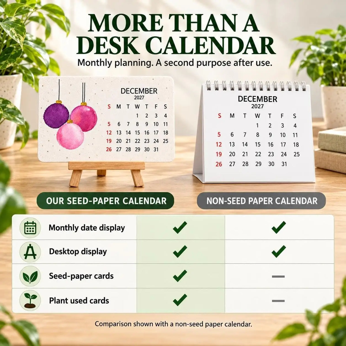 Eco-Friendly Plantable Seed Calendar 2027 Growable Calendar with Stand