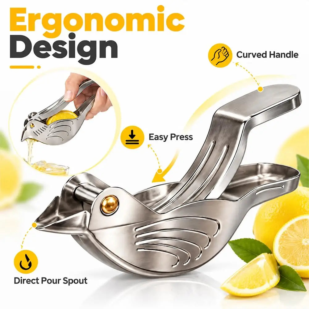 Elegant Bird-Shaped Stainless Steel Manual Juicer (2 Pieces)