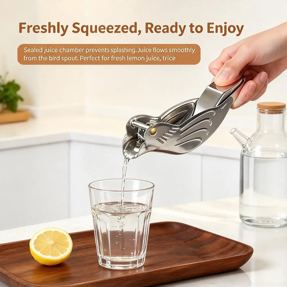 Elegant Bird-Shaped Stainless Steel Manual Juicer (2 Pieces)