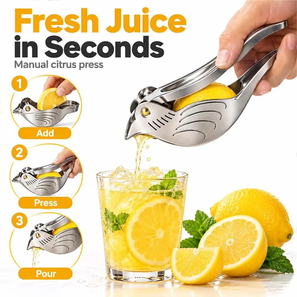 Elegant Bird-Shaped Stainless Steel Manual Juicer (2 Pieces)