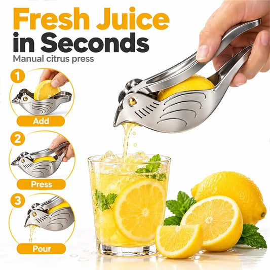 Elegant Bird-Shaped Stainless Steel Manual Juicer (2 Pieces)