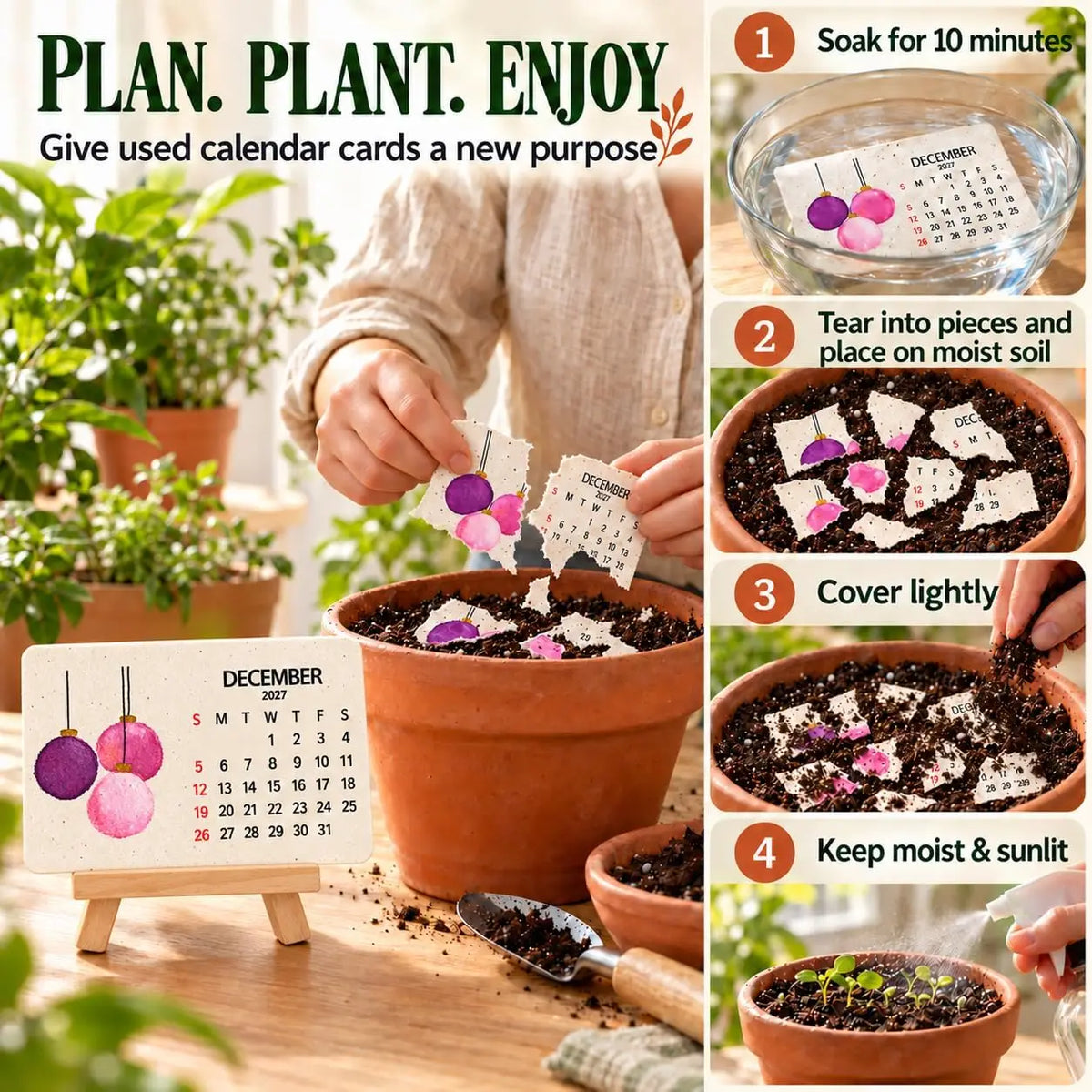Eco-Friendly Plantable Seed Calendar 2027 Growable Calendar with Stand