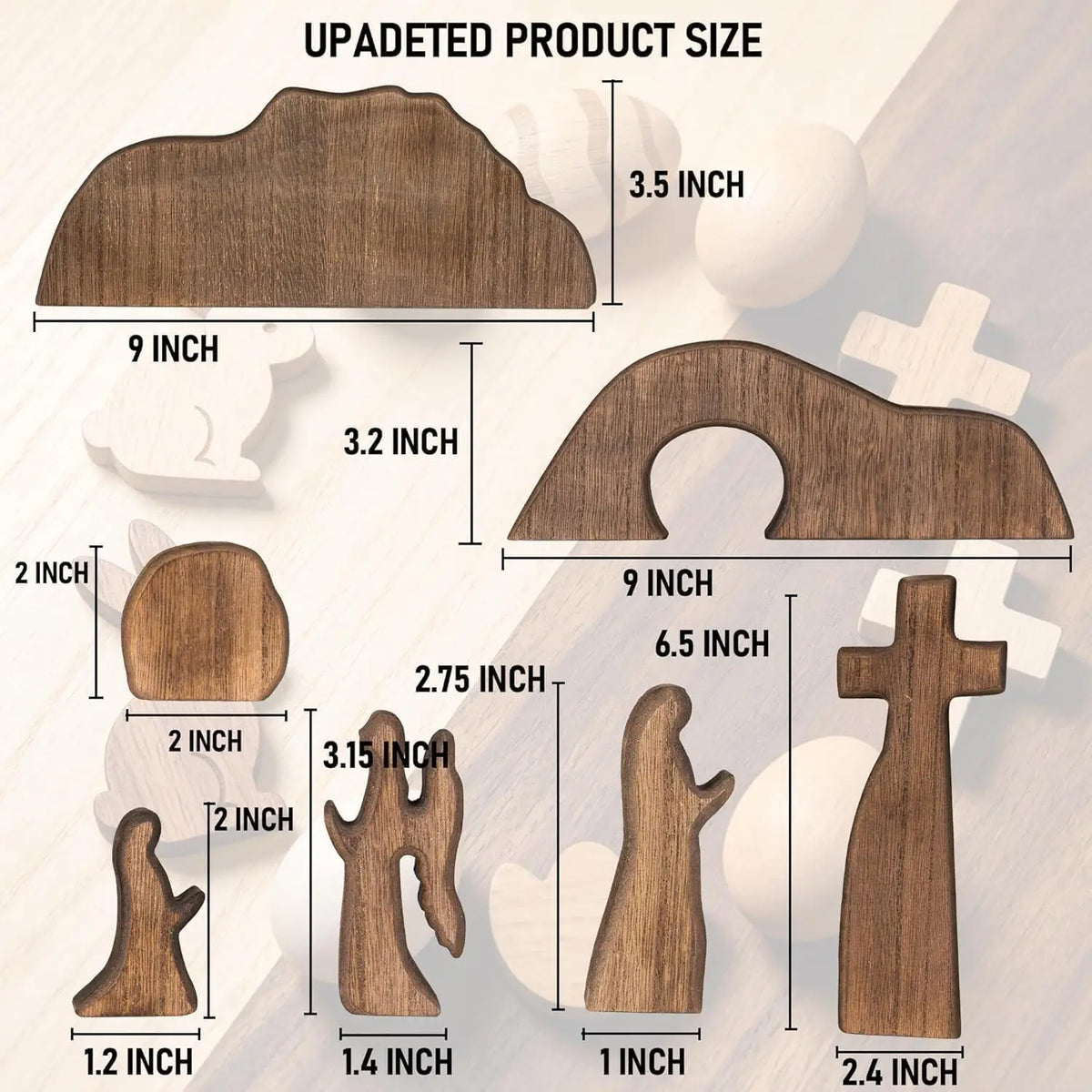 Wooden Christmas Nativity Scene Figurines with Manger