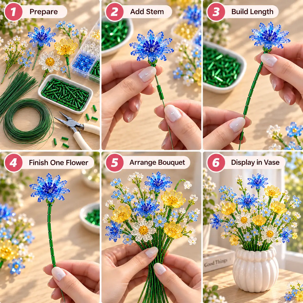 🌷DIY Beaded Wildflower Bouquet Kit – Create Your Own Floral Masterpiece
