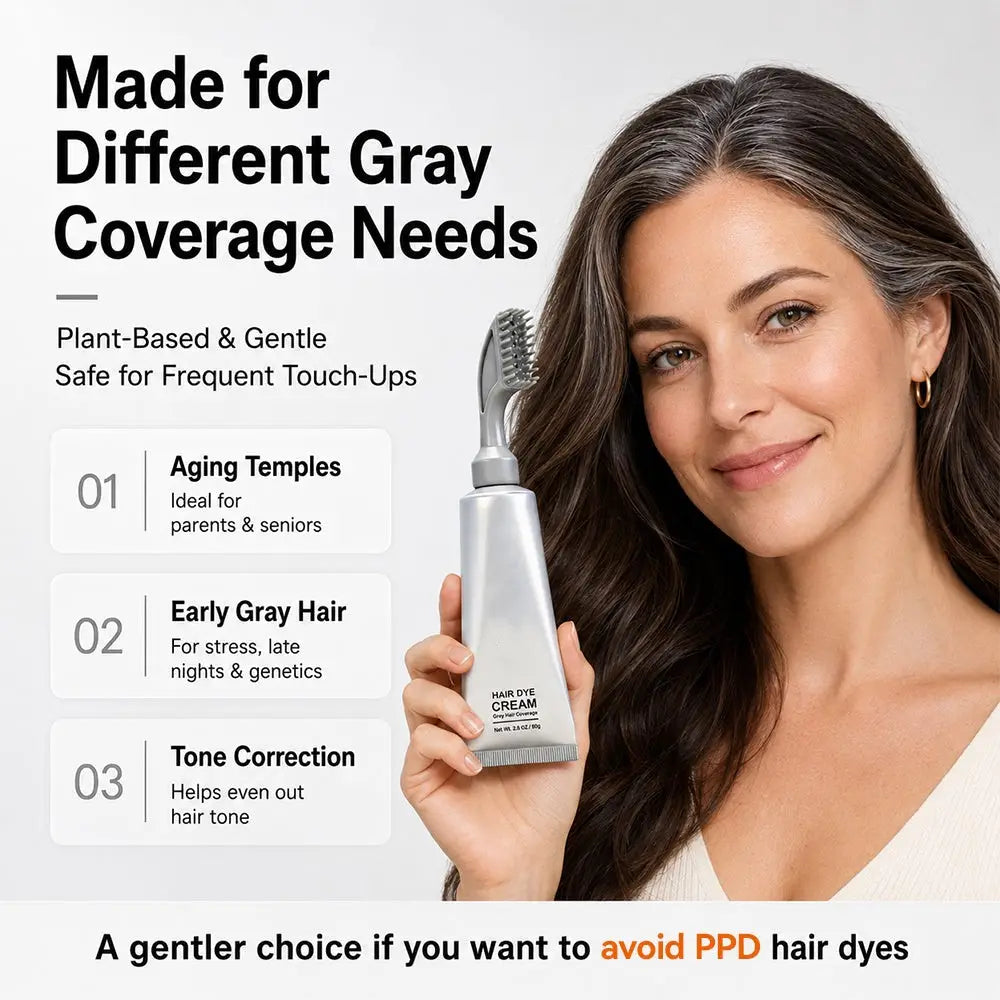 Unisex Grey Coverage Hair Dye with Hair Care