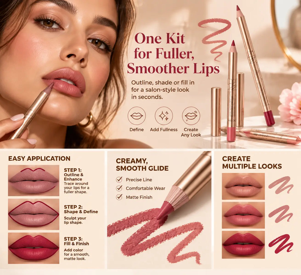 12 Pcs Matte Lip Liner Set, Blendable Lip Pencil 💋