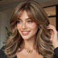 Elegant High Gloss Brown Synthetic Wig With Bangs