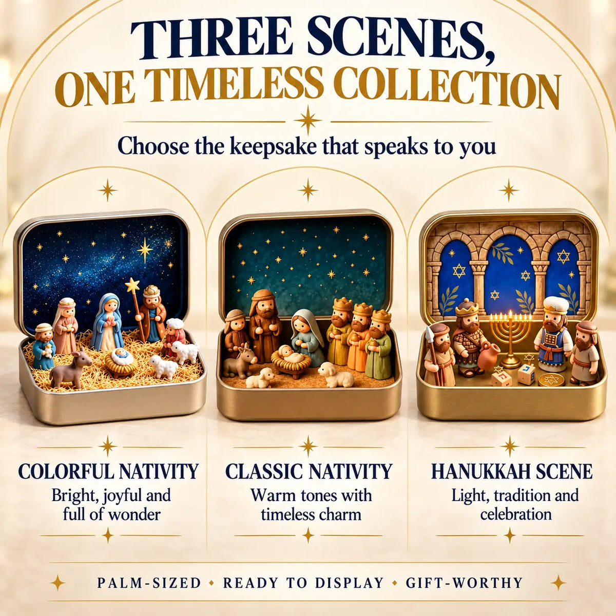 Mini Nativity Scene Keepsake Tin – Pocket-Sized Christmas Holy Family Set