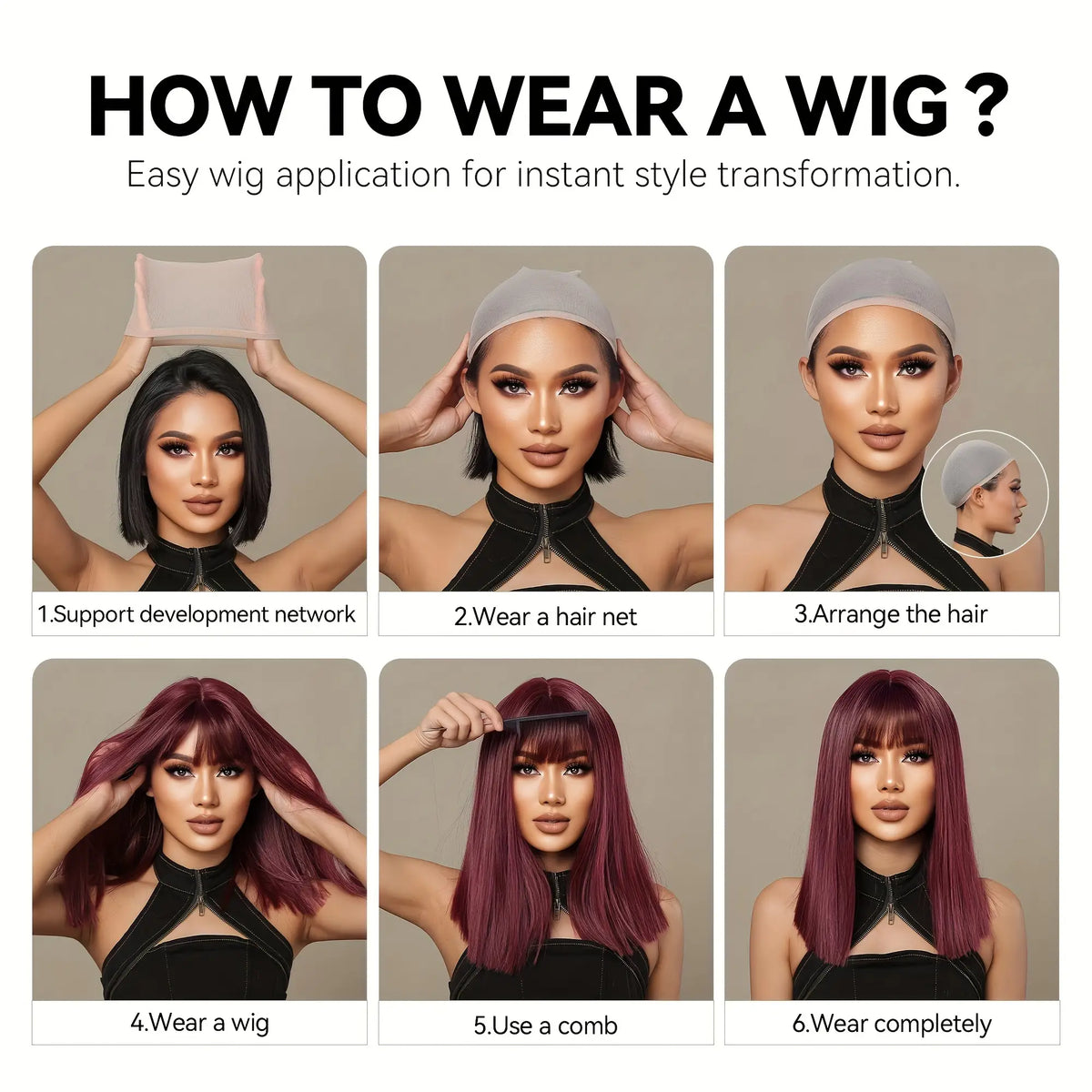Mid-length with Highlights Glueless Synthetic Wig for Women