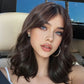 Elegant High Gloss Brown Synthetic Wig With Bangs