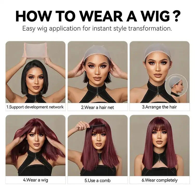 High-level clavicle Short Wave Comfortable Fit Wig with Bangs
