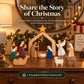 Wooden Christmas Nativity Scene Figurines with Manger