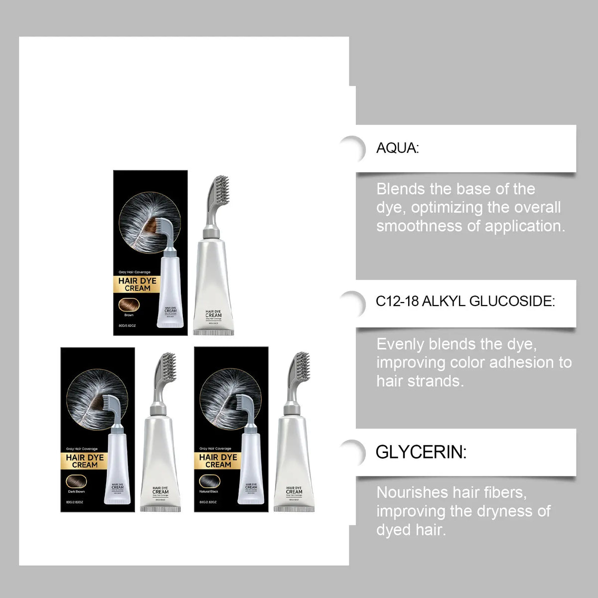 Unisex Grey Coverage Hair Dye with Hair Care