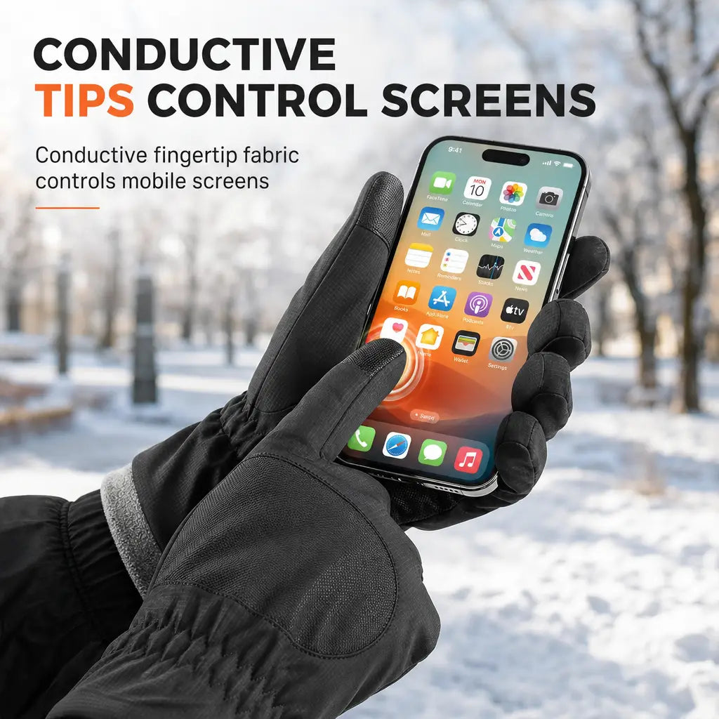 Winter Thermal Windproof Cold Resistant Touchscreen Non Slip Gloves