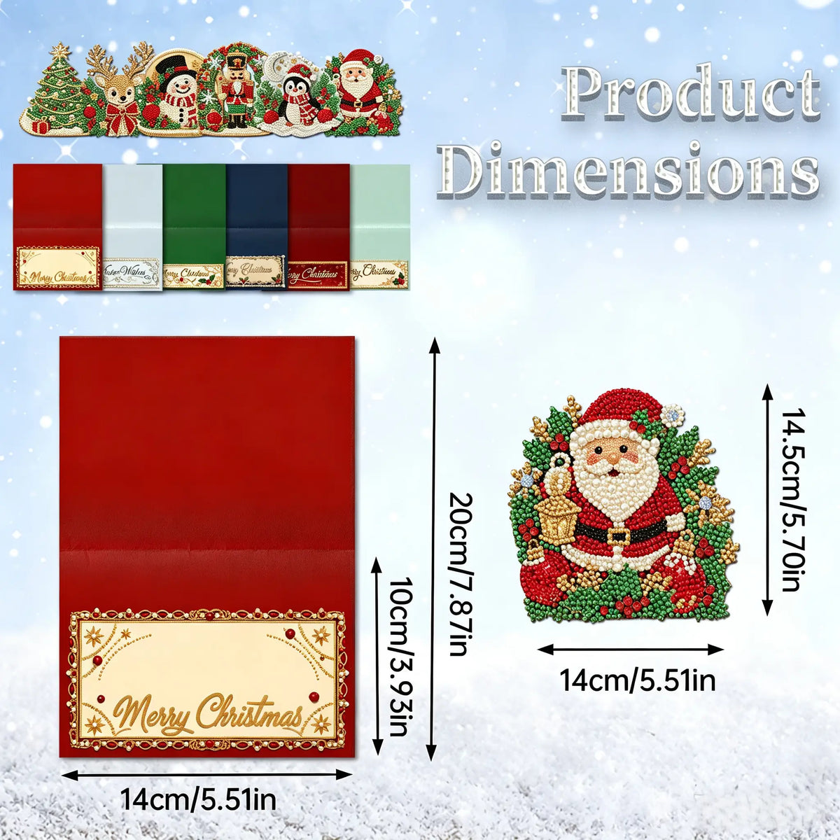 6pcs DIY Merry Chrismas Diamond Painting 3D Greeting Card