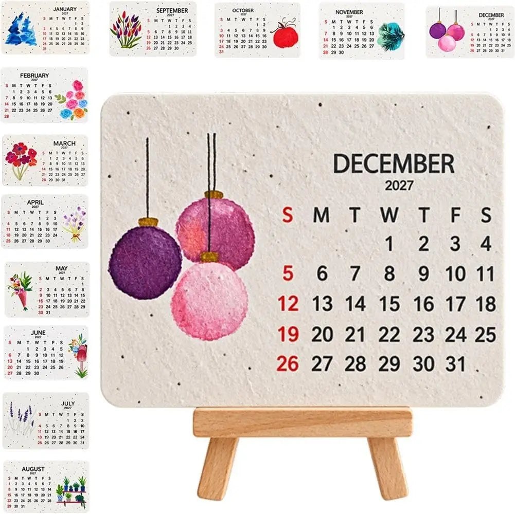 Eco-Friendly Plantable Seed Calendar 2027 Growable Calendar with Stand