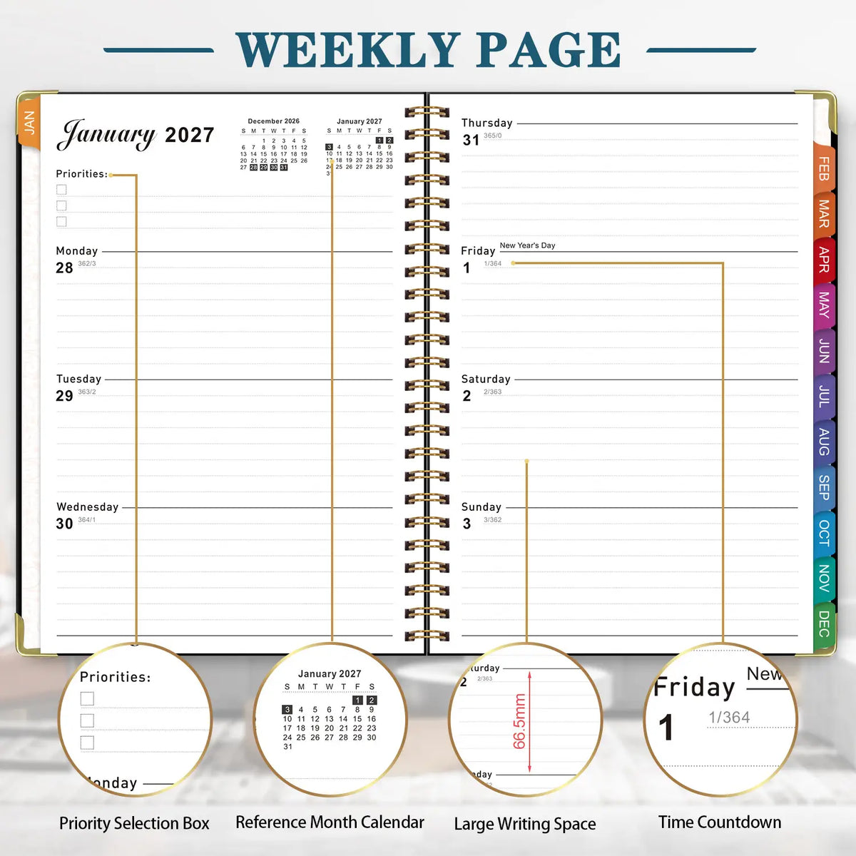 2027 Planner - Weekly and Monthly Calendar Planner Book