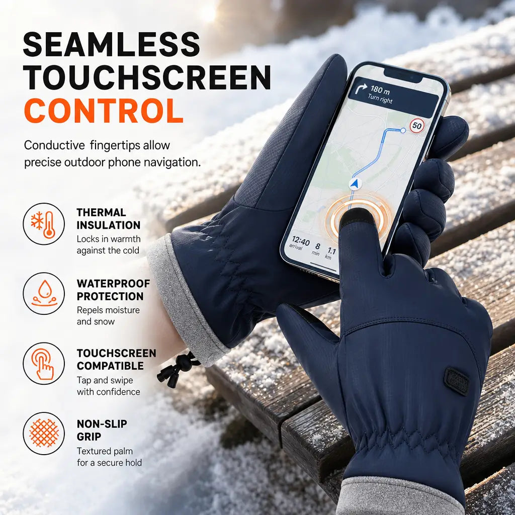 Winter Thermal Windproof Cold Resistant Touchscreen Non Slip Gloves
