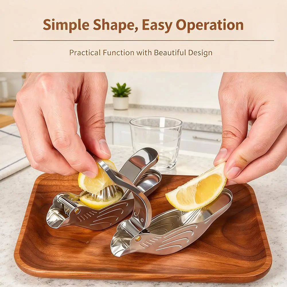 Elegant Bird-Shaped Stainless Steel Manual Juicer (2 Pieces)