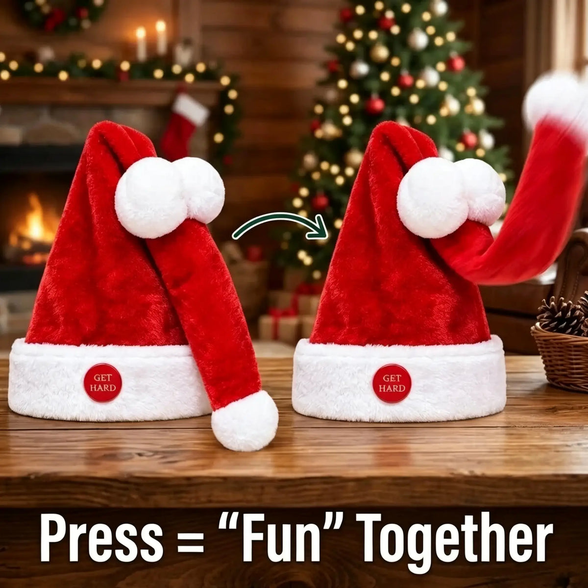 Funny Cocky Hat Santa Dick Get Hard Button