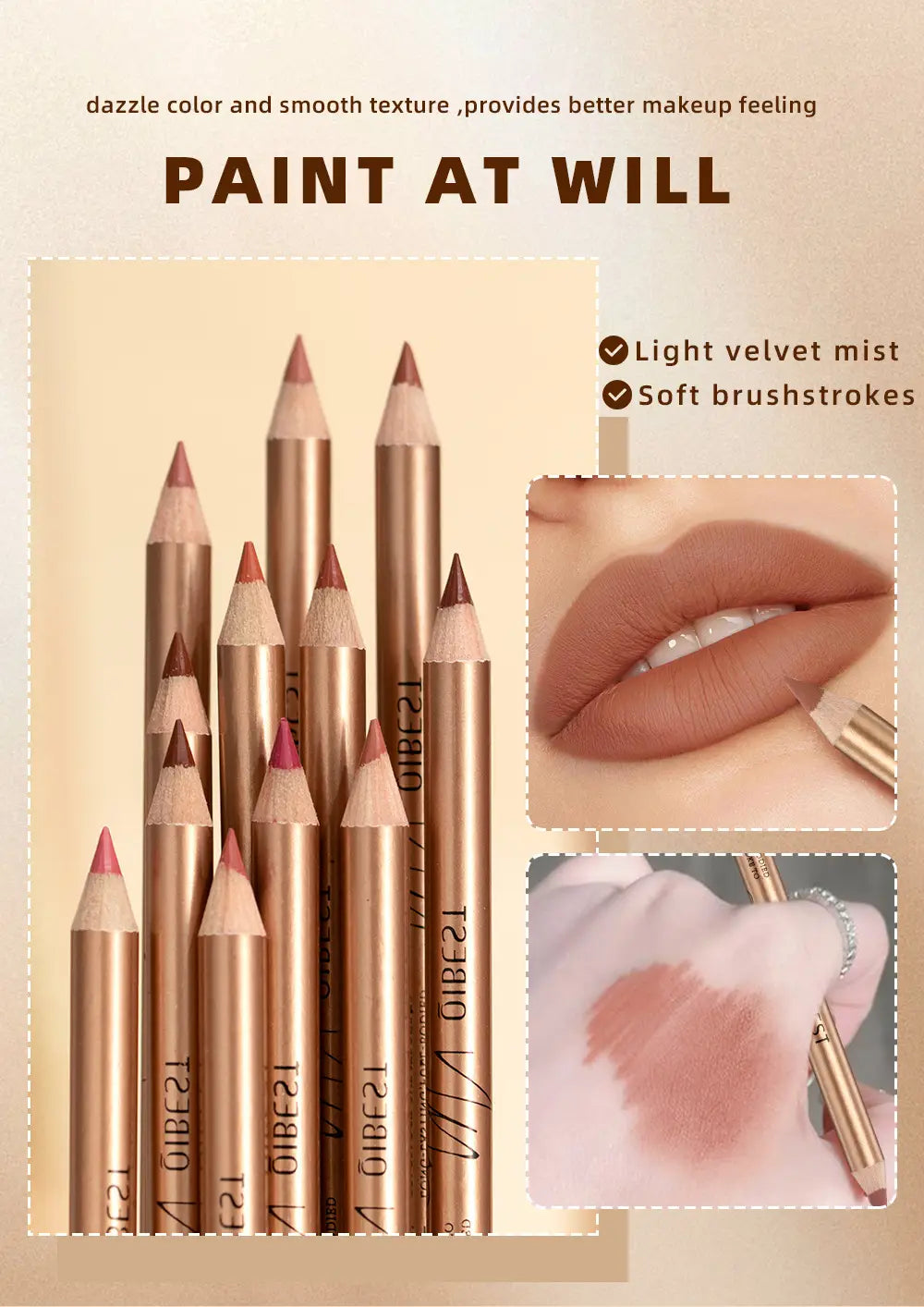 12 Pcs Matte Lip Liner Set, Blendable Lip Pencil 💋