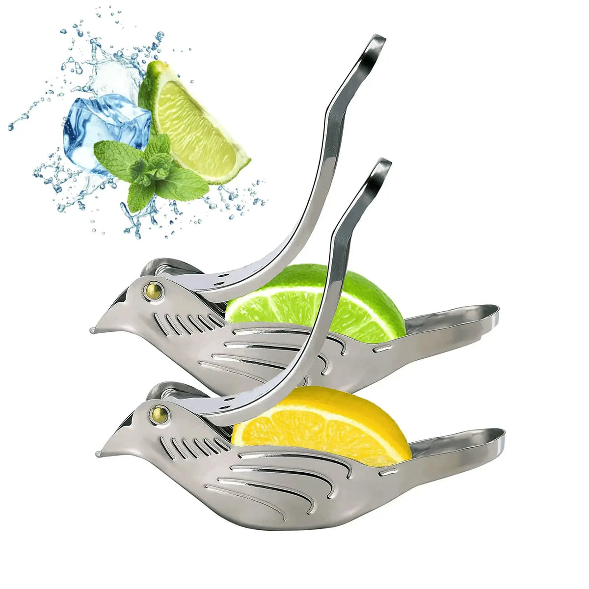 Elegant Bird-Shaped Stainless Steel Manual Juicer (2 Pieces)