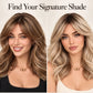Elegant High Gloss Brown Synthetic Wig With Bangs