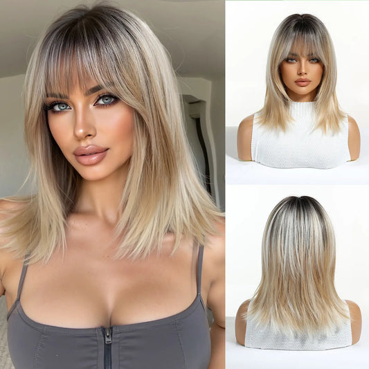 High-level clavicle Short Wave Comfortable Fit Wig with Bangs