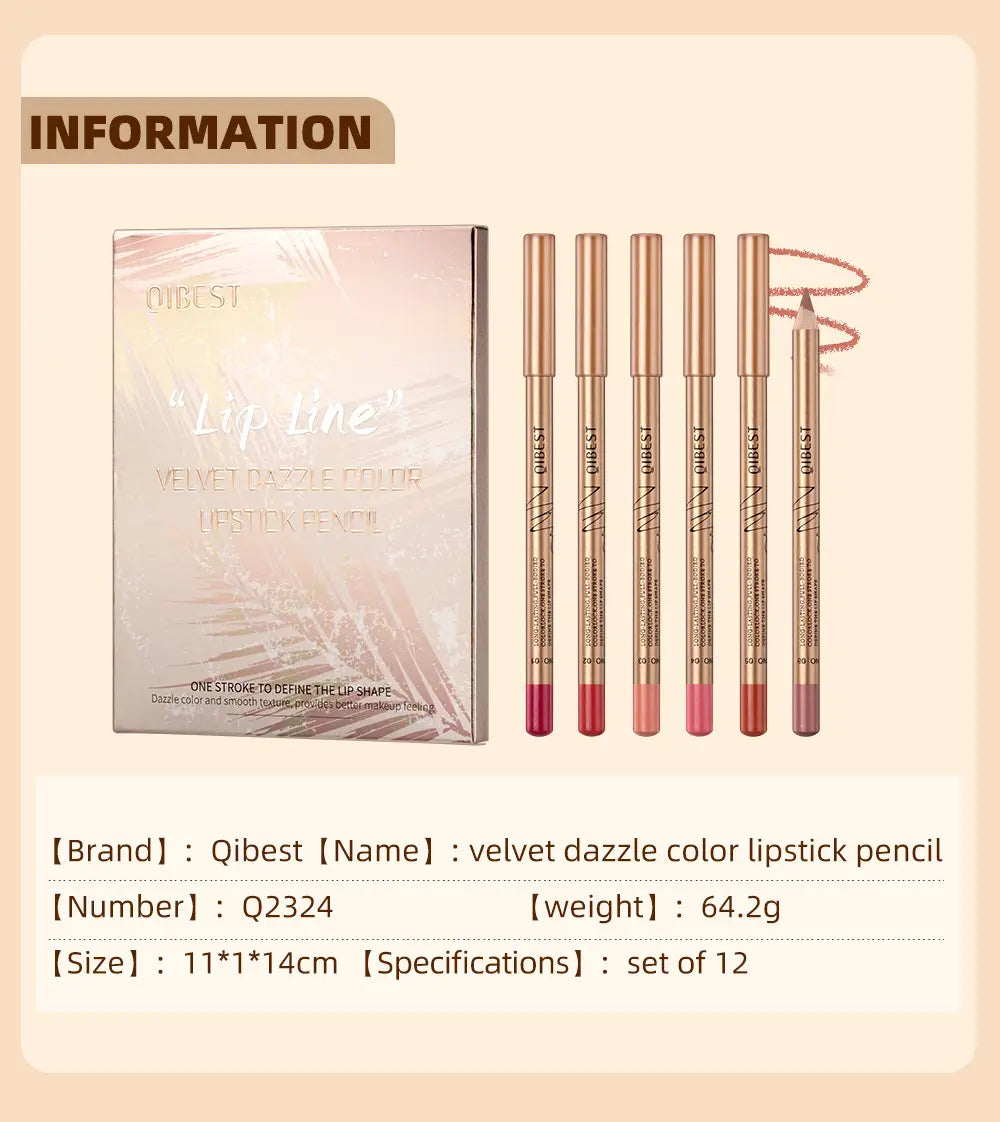 12 Pcs Matte Lip Liner Set, Blendable Lip Pencil 💋