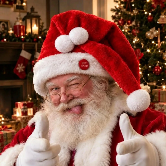 Funny Cocky Hat Santa Dick Get Hard Button