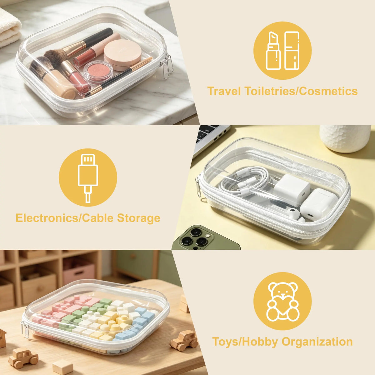 Clear Hard Plastic Zipper Case – Portable & Practical Travel Organizer 🔥