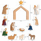 Wooden Christmas Nativity Scene Figurines with Manger