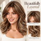 Elegant High Gloss Brown Synthetic Wig With Bangs