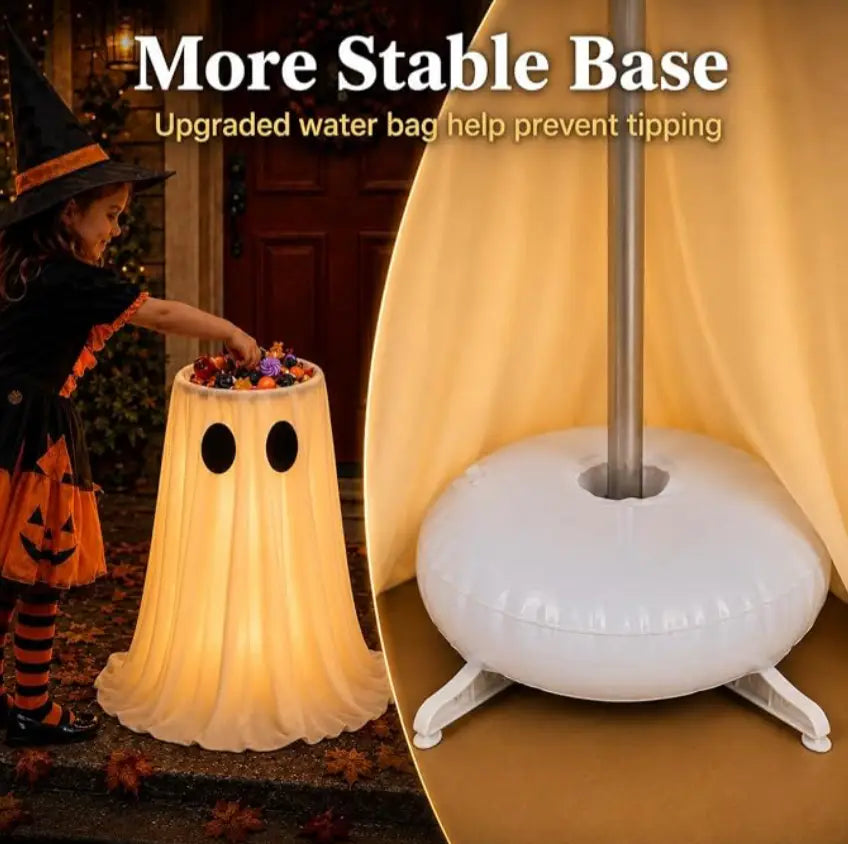 30-Inch Lighted Ghost Candy Bowl with Timer & Remote