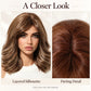 Elegant High Gloss Brown Synthetic Wig With Bangs