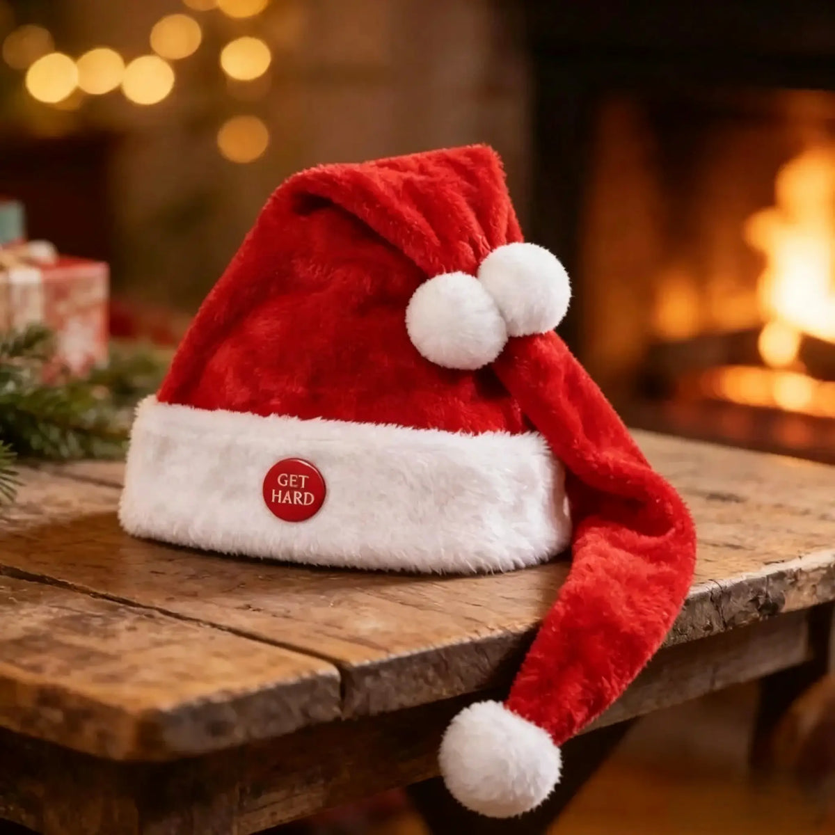 Funny Cocky Hat Santa Dick Get Hard Button