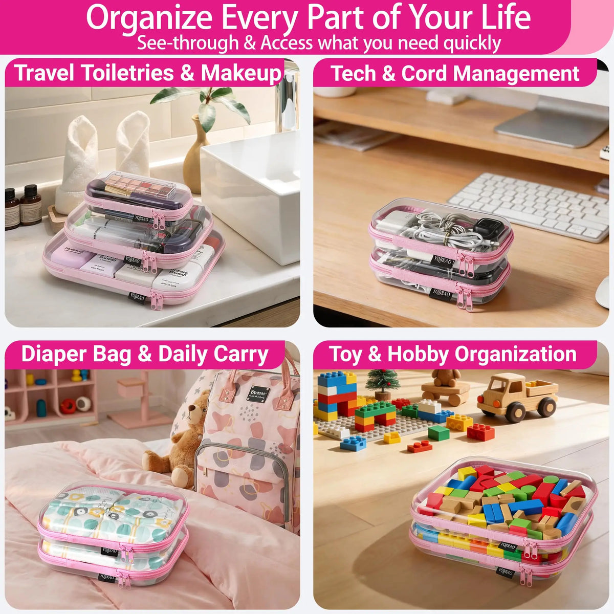 Clear Hard Plastic Zipper Case – Portable & Practical Travel Organizer 🔥