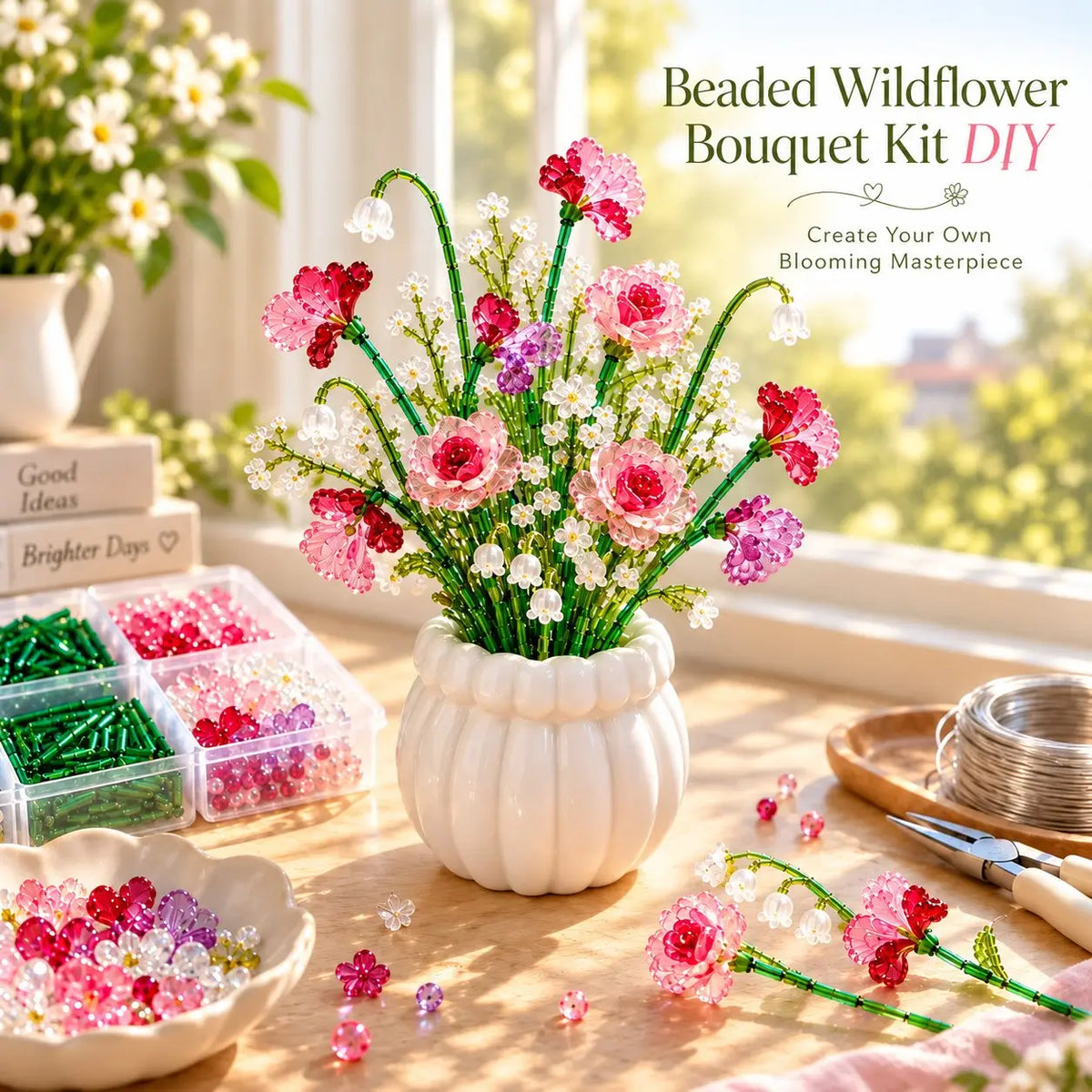 🌷DIY Beaded Wildflower Bouquet Kit – Create Your Own Floral Masterpiece