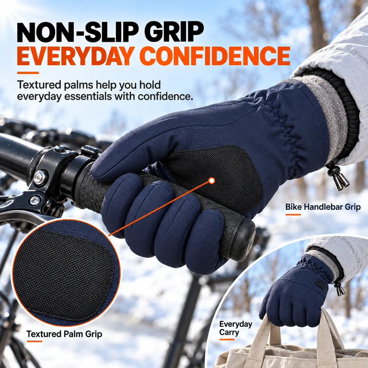Winter Thermal Windproof Cold Resistant Touchscreen Non Slip Gloves