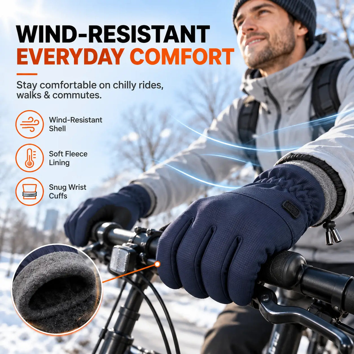 Winter Thermal Windproof Cold Resistant Touchscreen Non Slip Gloves